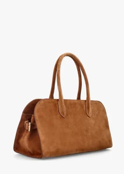 Lilah Tan Suede East West Shoulder Bag