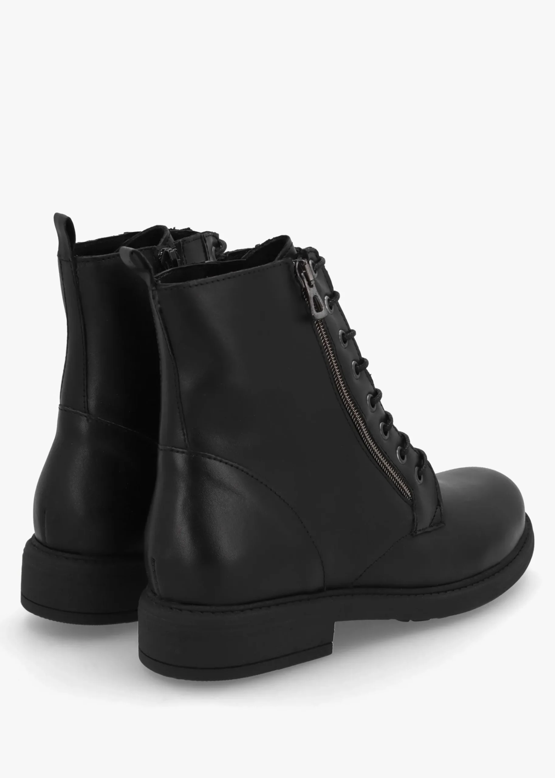 Lilia Black Leather Side Zip Ankle Boots