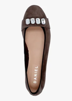 Linky Grey Suede Embellished Ballet Pumps
