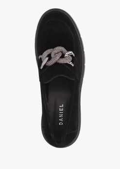 Lisbon Black Suede Link Chain Chunky Loafers