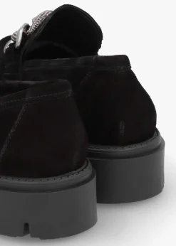 Lisbon Black Suede Link Chain Chunky Loafers