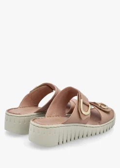 Lorelai Beige Leather Two Bar Mules