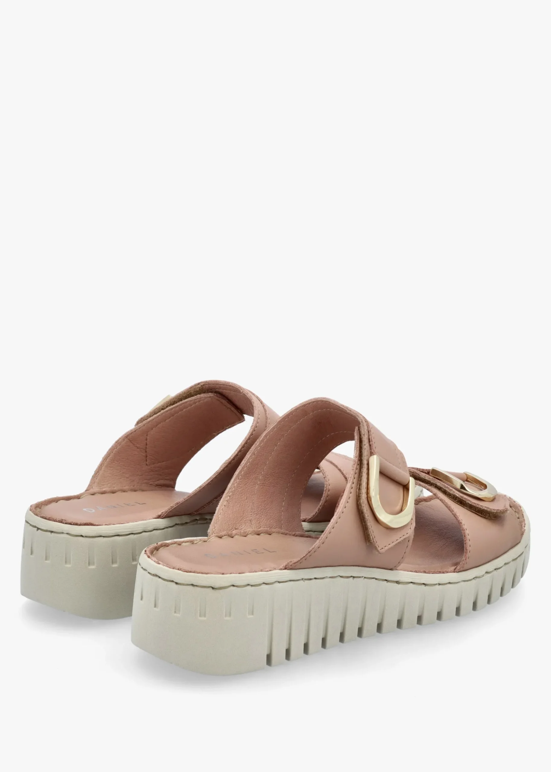 Lorelai Beige Leather Two Bar Mules