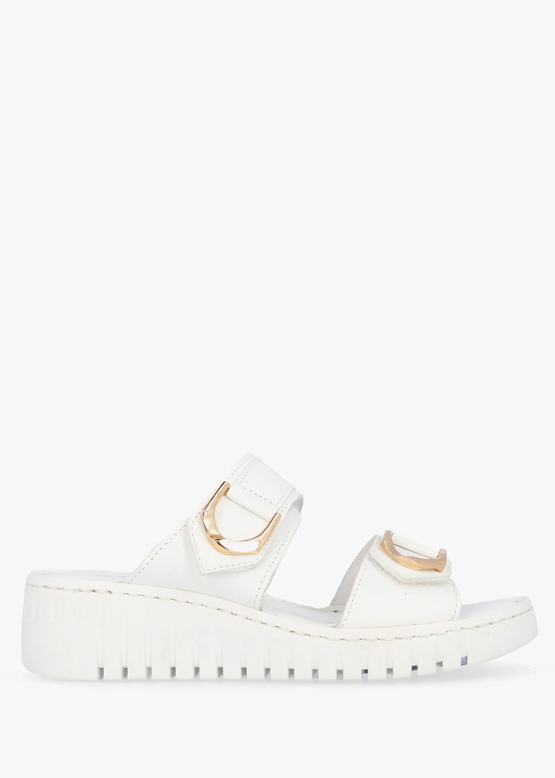 Lorelai White Leather Two Bar Mules