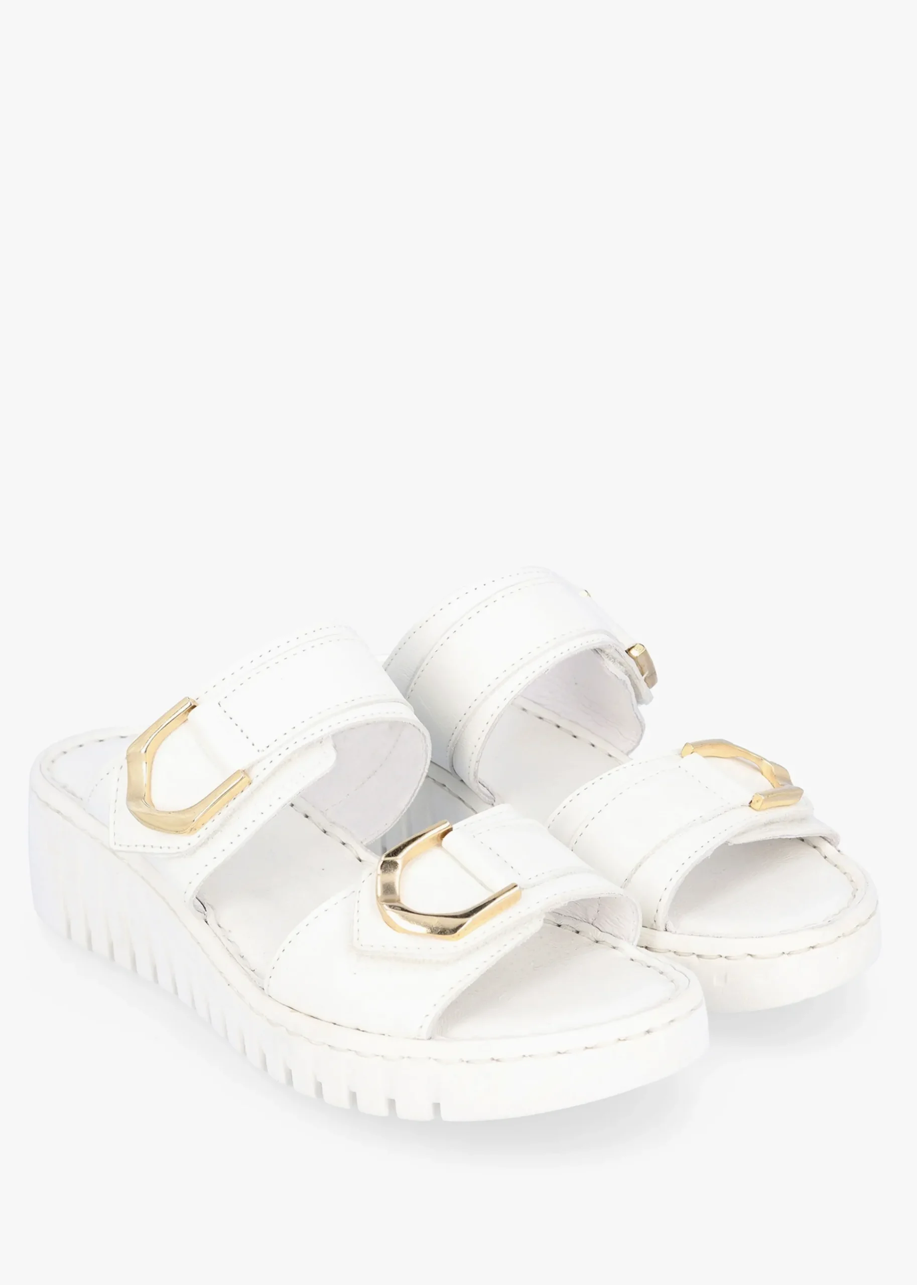 Lorelai White Leather Two Bar Mules