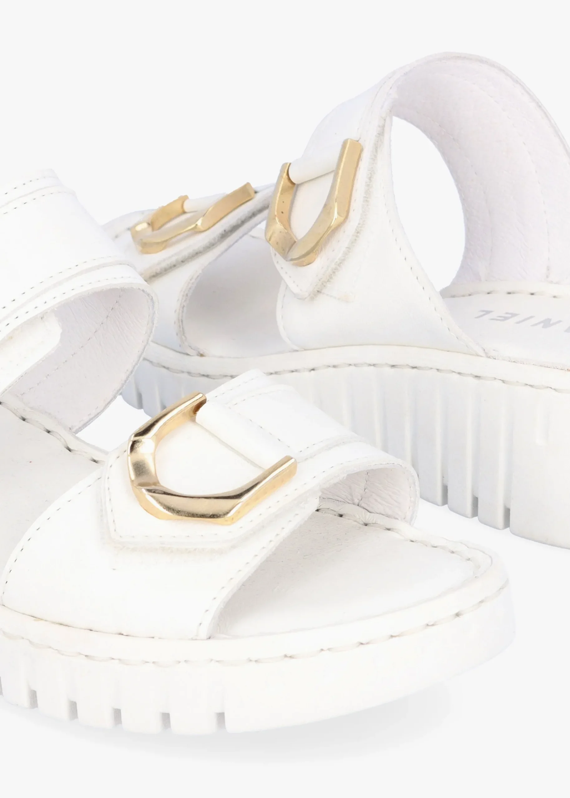 Lorelai White Leather Two Bar Mules