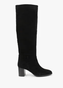 Lowlorna Black Suede Block Heel Knee Boots