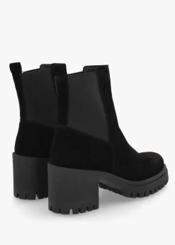 Luxor Black Suede Block Heel Chelsea Boots