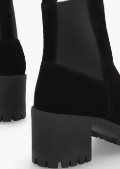 Luxor Black Suede Block Heel Chelsea Boots
