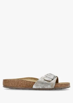 Madrid Synthetic Washed Metallic Silver Mules