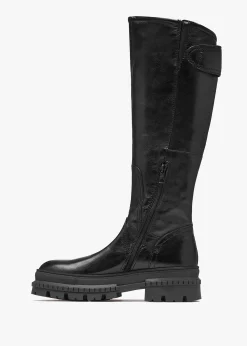 Maisie Black Leather Over The Knee Boots