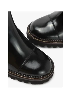 Mallory Black Leather Heeled Chelsea Boots