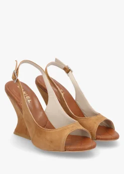 Margot Tan Suede Sculpted Wedge Sandals
