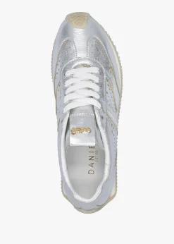 Mated Silver Leather Perforated Runner Trainers