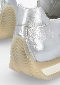 Mated Silver Leather Perforated Runner Trainers