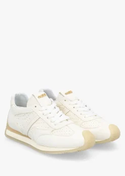 Mated White Leather Perforated Runner Trainers