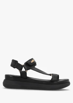 Mazey EST93 Black Leather Flatform Sandals