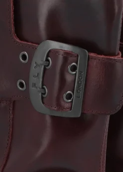 Mazz Wine Leather Chunky Calf Boots