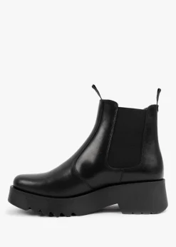 Medi Black Leather Chunky Chelsea Boots