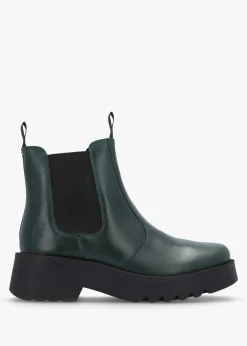 Medi Petrol Leather Chunky Chelsea Boots