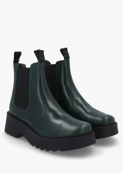Medi Petrol Leather Chunky Chelsea Boots