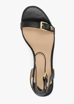 Melissah Black Leather Block Heel Sandals