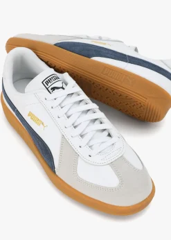 Men’s Army White Club Navy Leather Trainers
