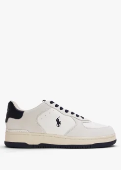 Men’s Master Court White & Navy Leather Trainers