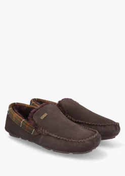 Men's Montry Brown Suede Moccasin Slippers