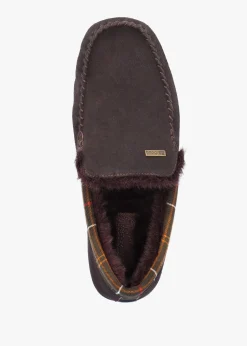 Men's Montry Brown Suede Moccasin Slippers
