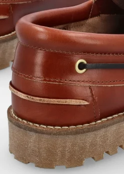 Men’s Re-Engineered Tan Leather Deck Boat Shoes