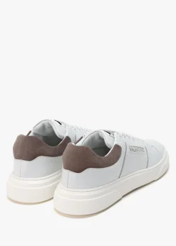 Men's Stunny White Smoke Grey Leather Trainers