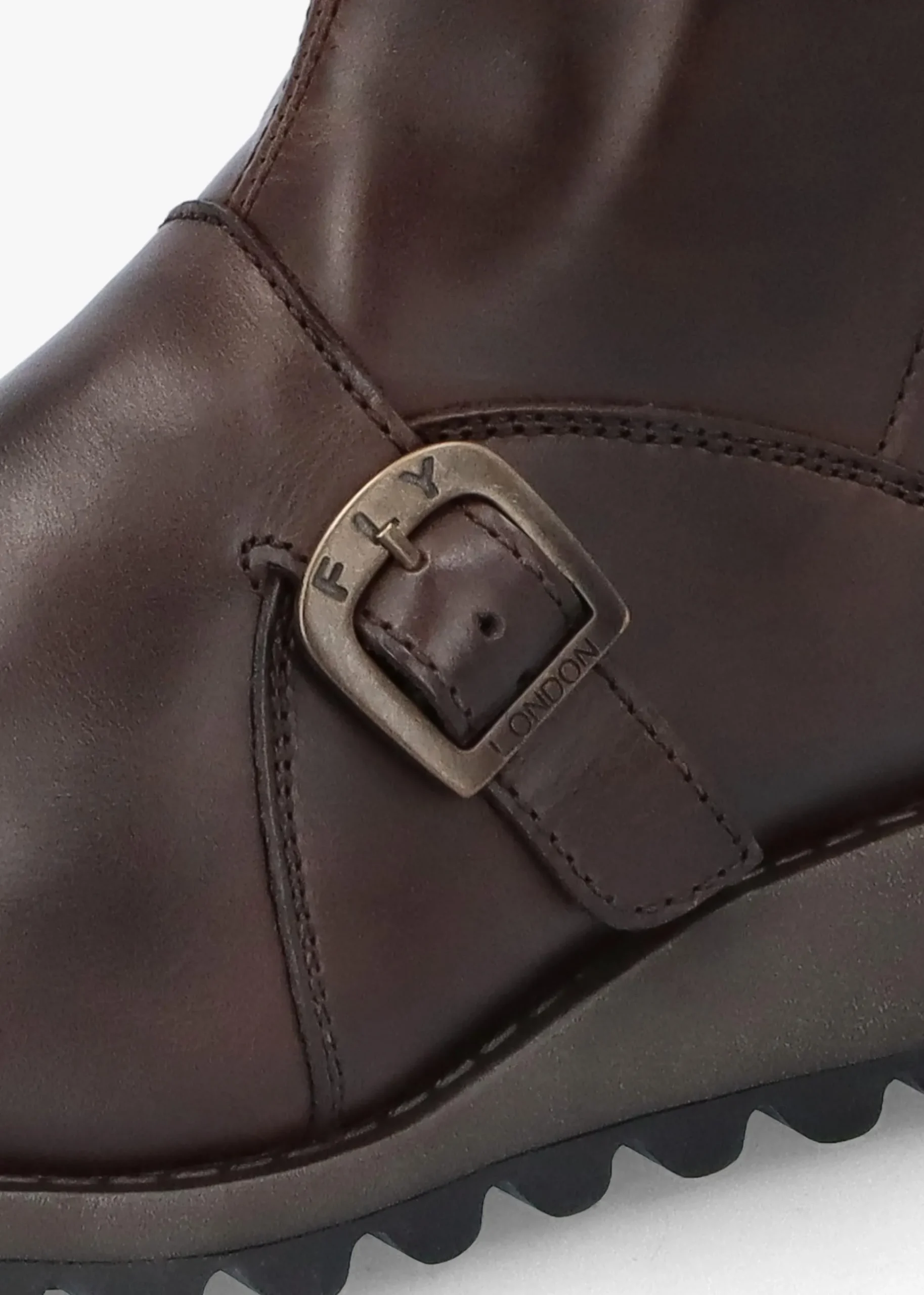 Mes II Dark Brown Leather Low Wedge Calf Boots