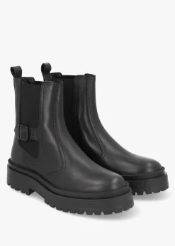 Milla Black Leather Chunky Chelsea Boots