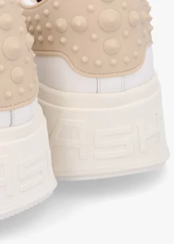 Mody Rubber White Beige Leather Chunky Trainers