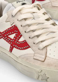 Moonlight Studs Beige White Aura Leather Trainers