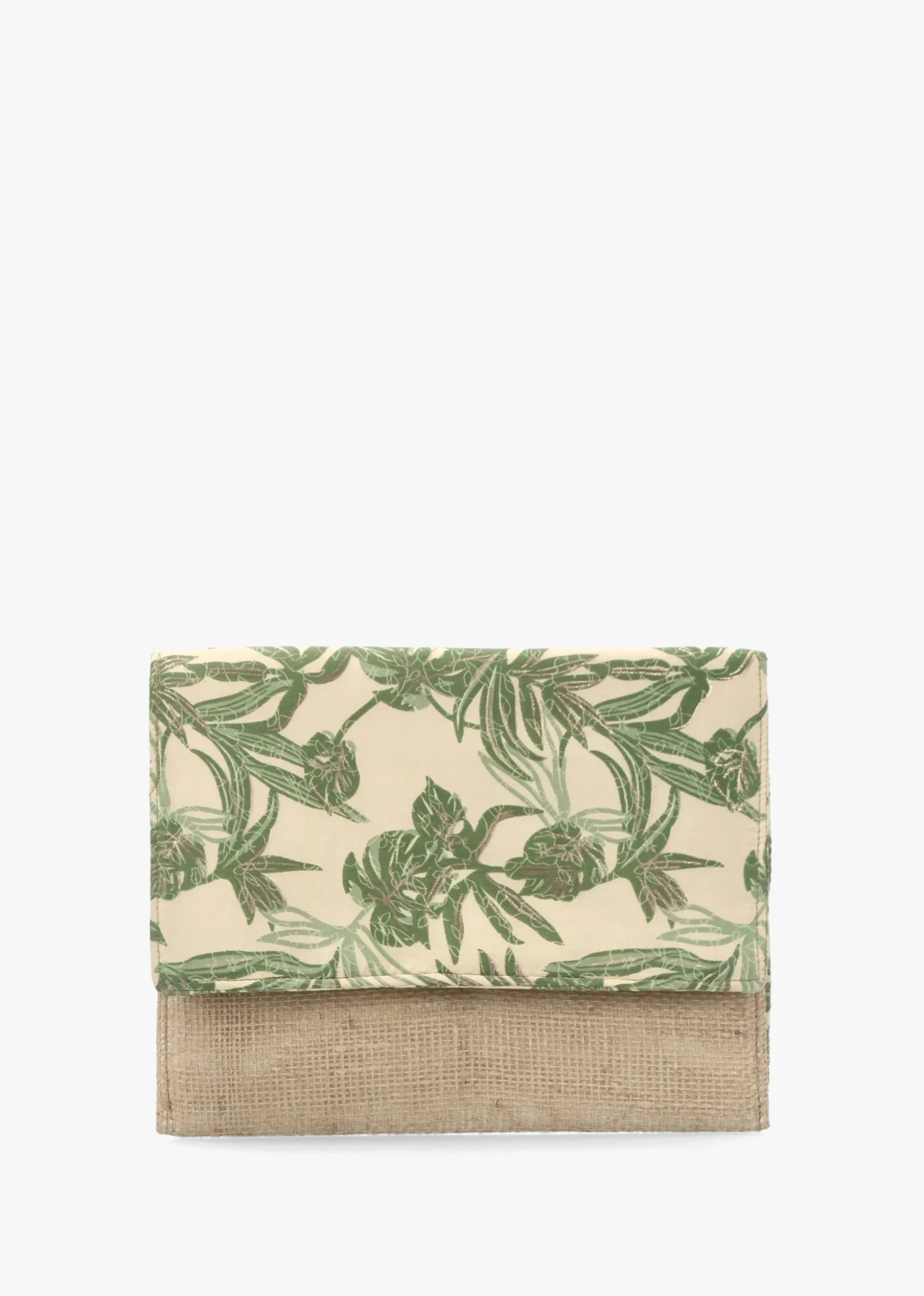 Multicoloured Green Envelope Clutch Bag