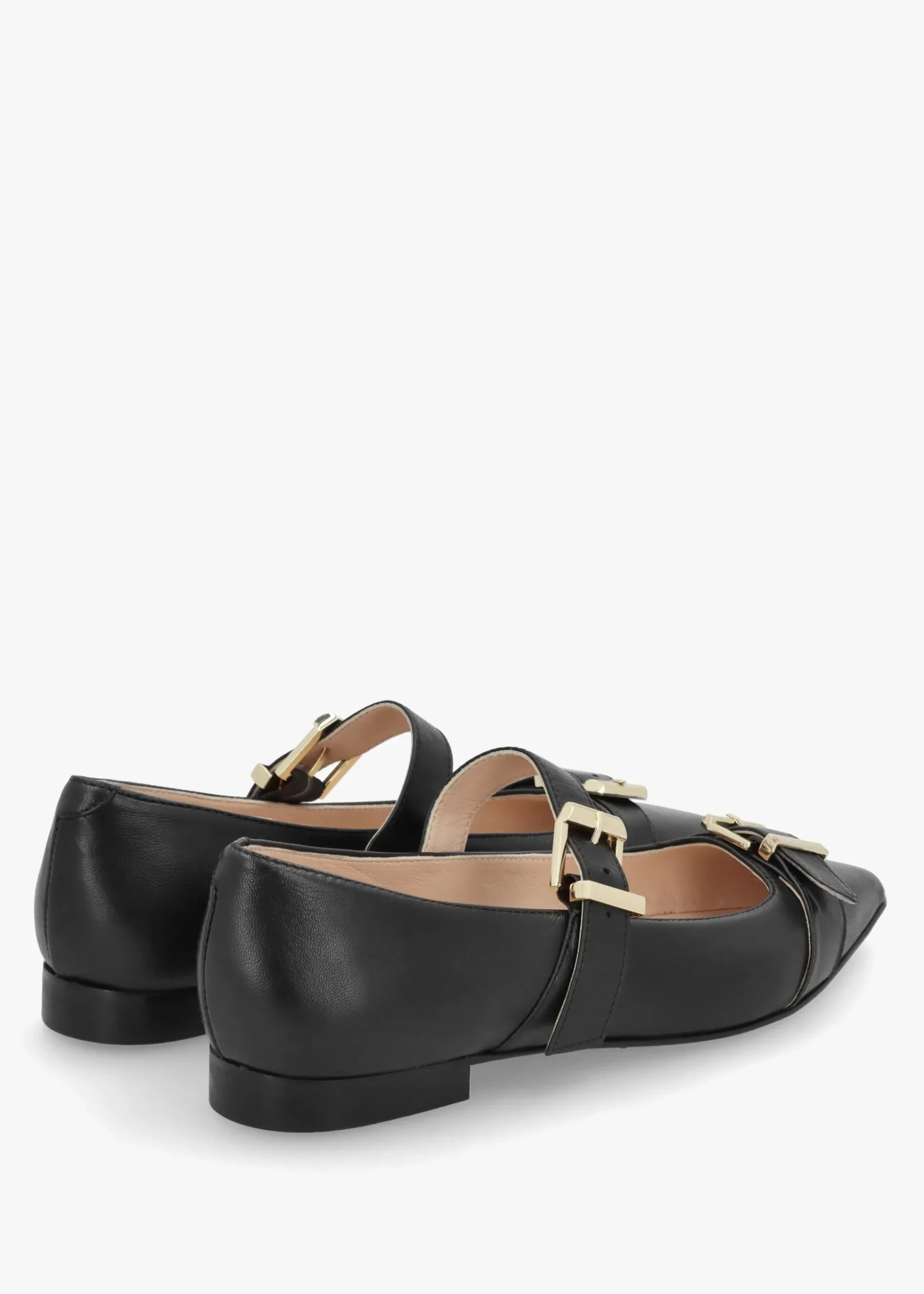 Nancy Black Leather Pointed Toe Pumps