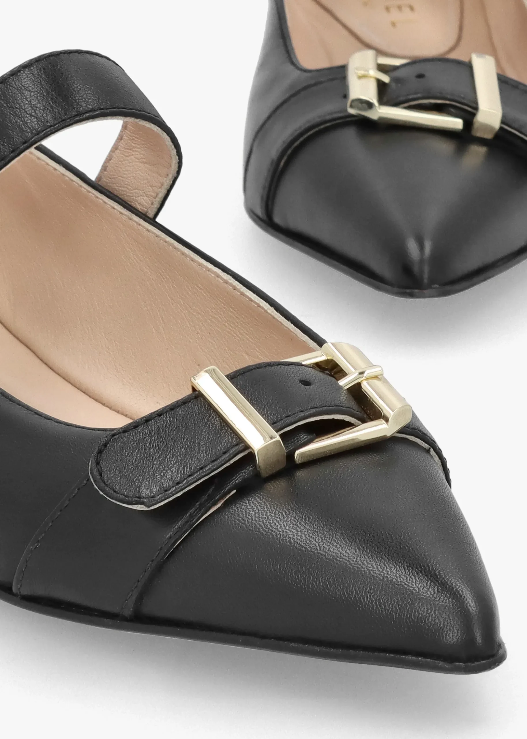 Nancy Black Leather Pointed Toe Pumps