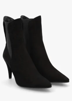 Nelly Black Suede Cone Heel Chelsea Boots