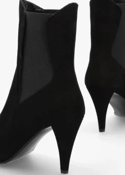 Nelly Black Suede Cone Heel Chelsea Boots
