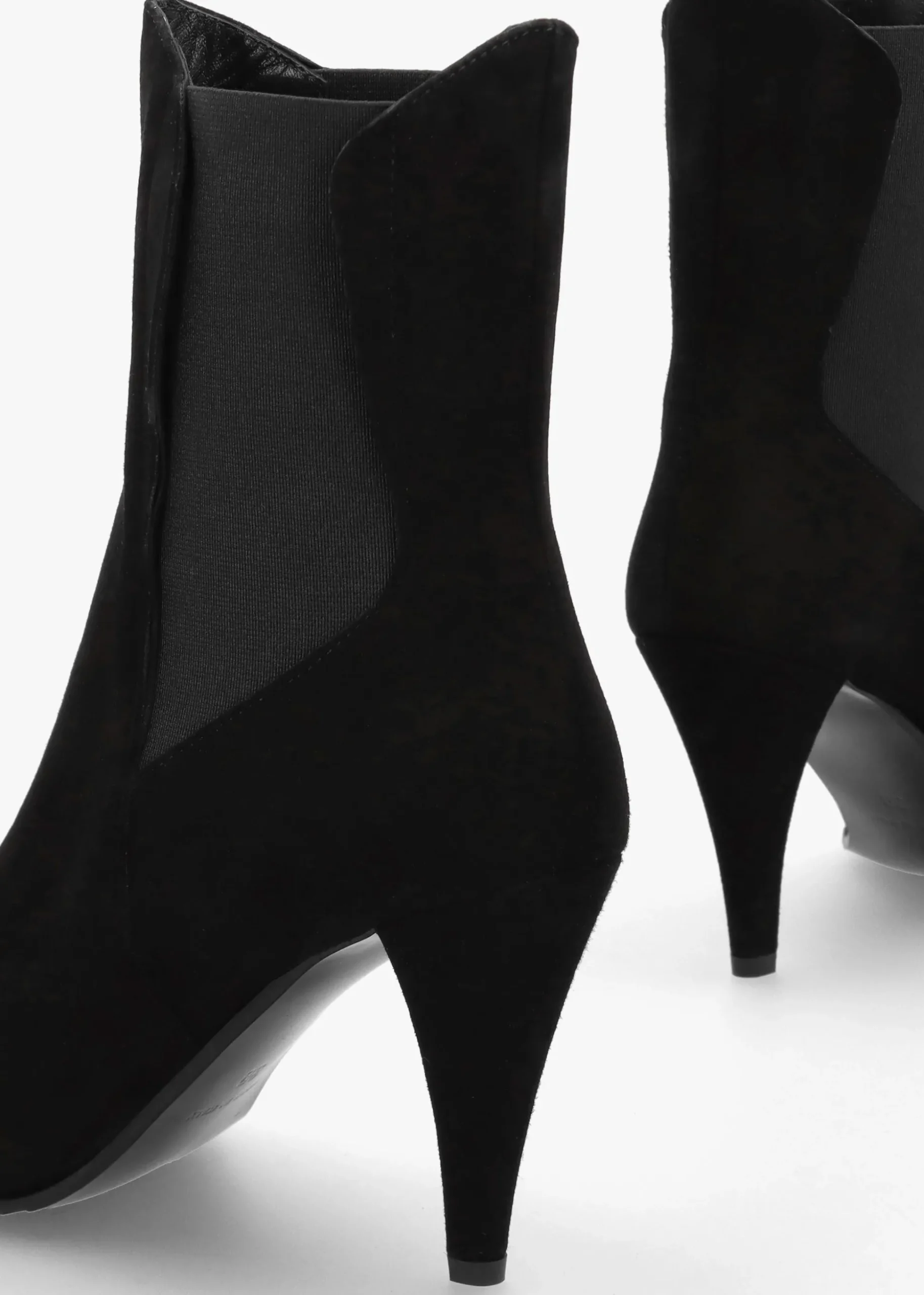 Nelly Black Suede Cone Heel Chelsea Boots