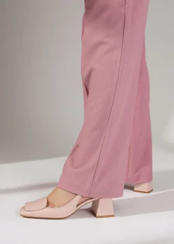 Nessie Nude Leather Block Heel Sling Backs
