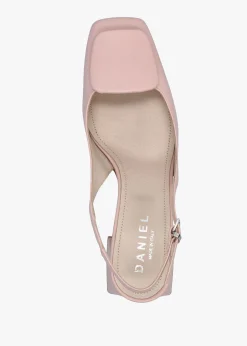 Nessie Nude Leather Block Heel Sling Backs