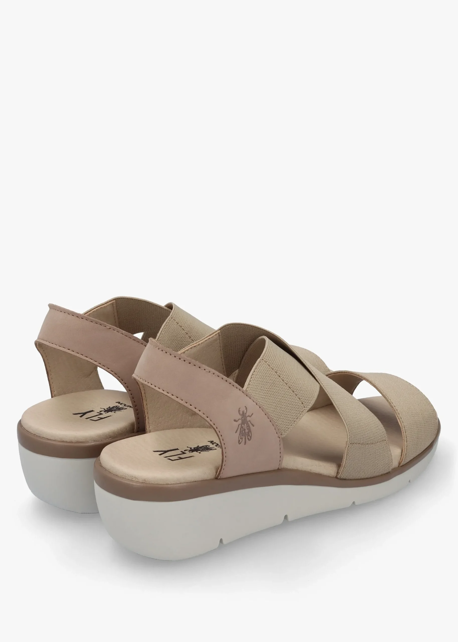 Noli Taupe Leather Elasticated Low Wedge Sandals