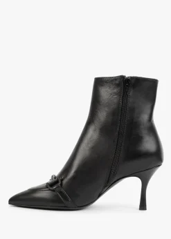 Nuckle Black Leather Horsebit Ankle Boots