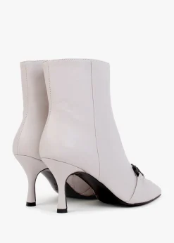 Nuckle Light Grey Leather Horsebit Ankle Boots