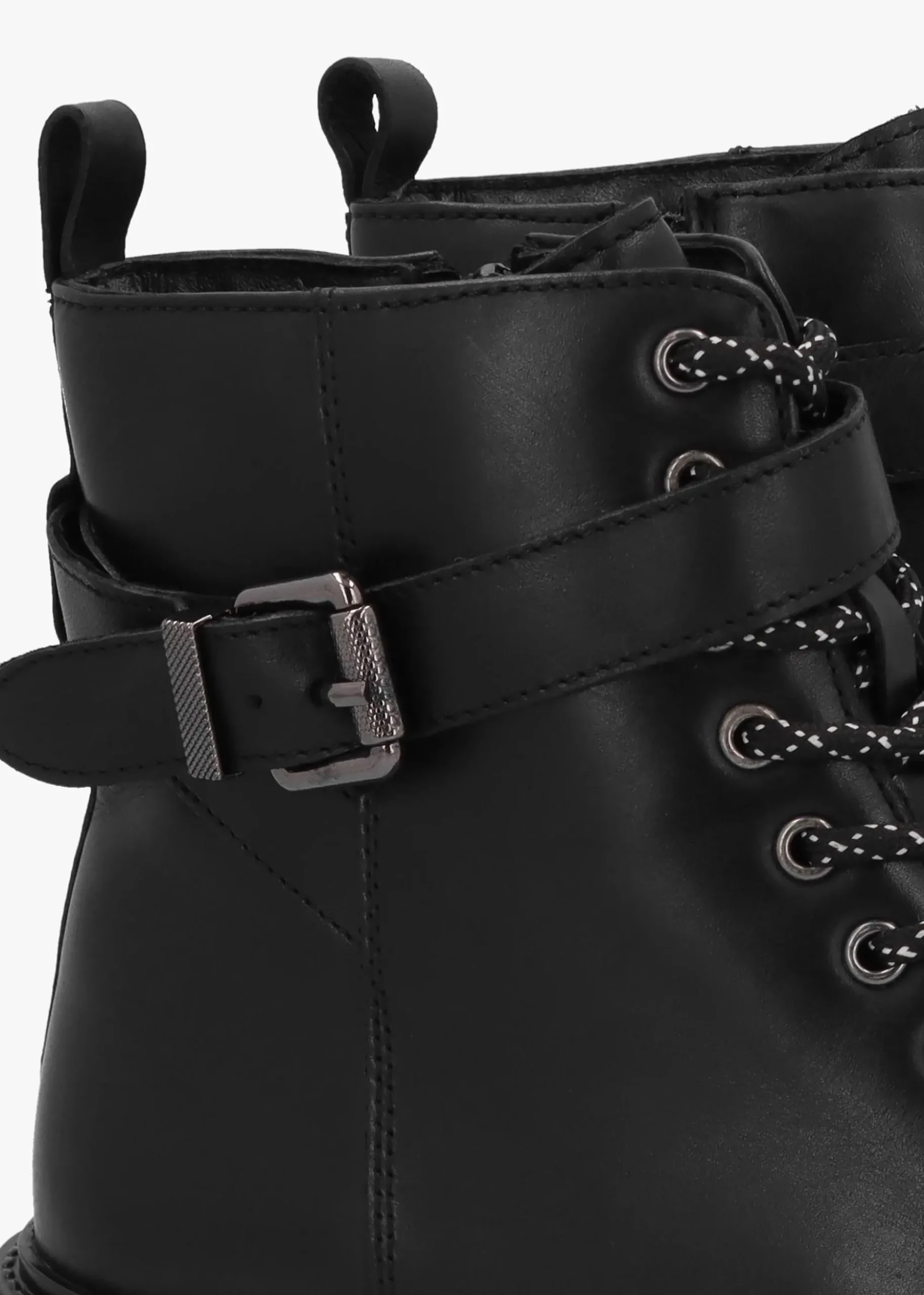 Omola Black Leather Buckle Ankle Boots
