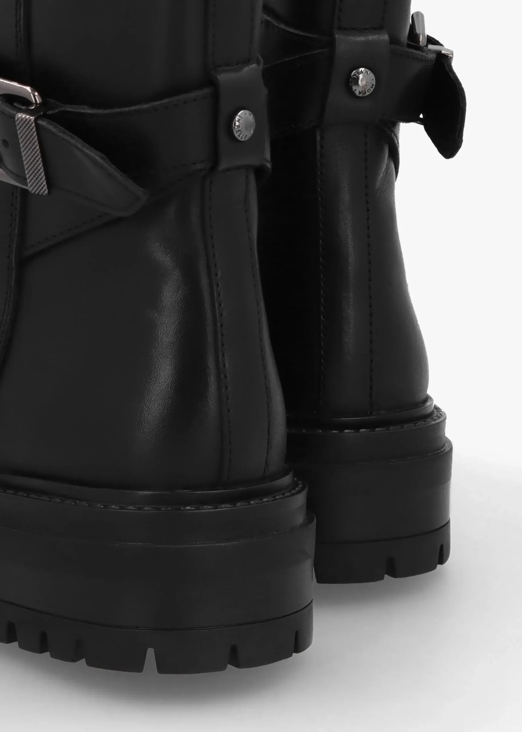 Omola Black Leather Buckle Ankle Boots