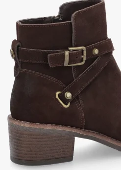 Orlena Brown Suede Cross Strap Ankle Boots